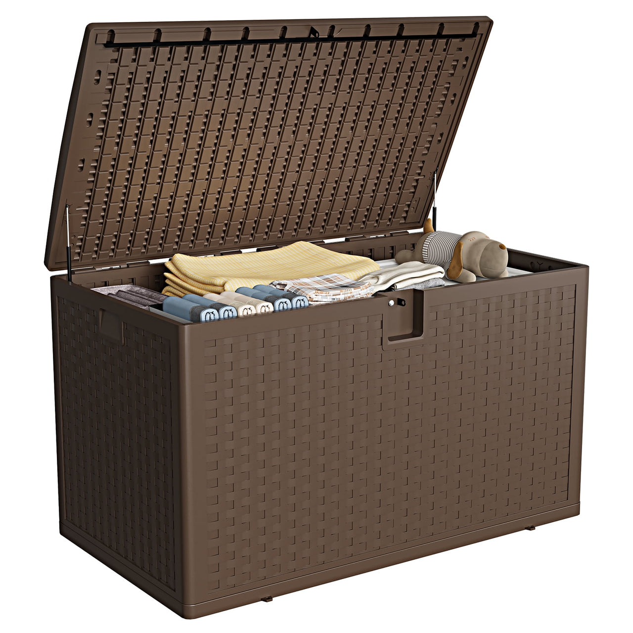 Ataucjin 120 Gallon Outdoor Storage Box, Outside Storage Box Container Lockable Resin Deck Box, Waterproof Patio Deck Storage Box For Package Delivery, Furniture Cushions