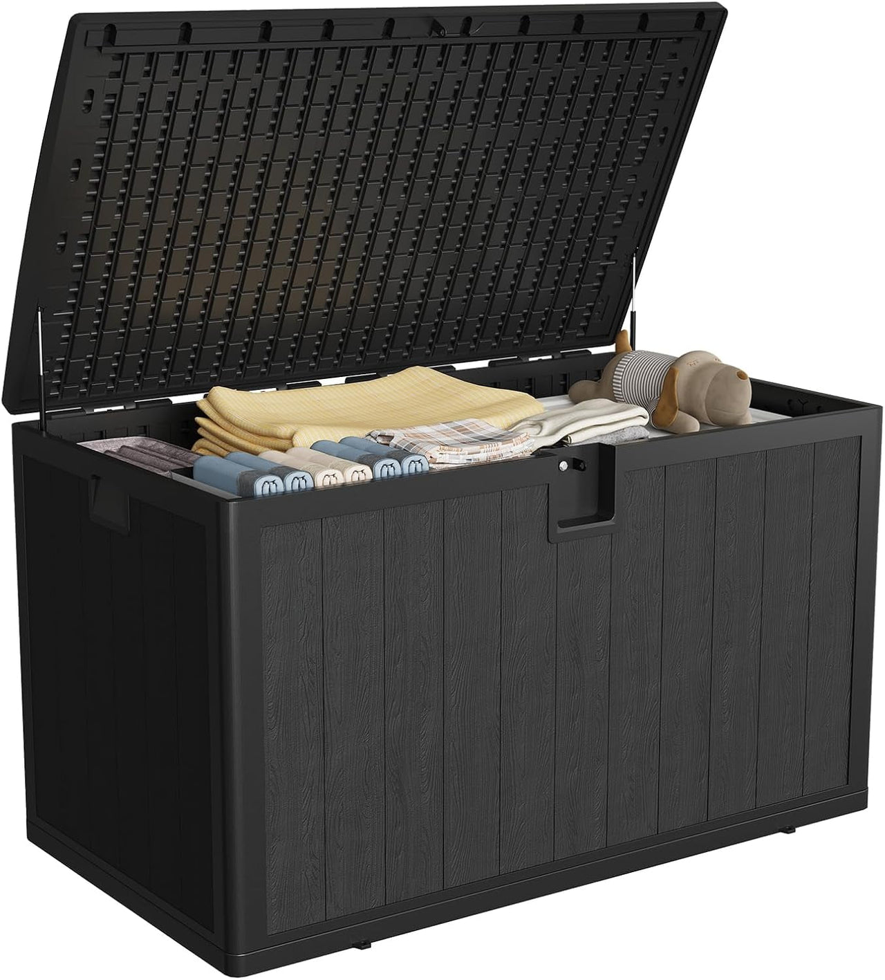 Ataucjin 130 Gallon Outdoor Storage Box,  Lockable Storage Bin, Lockable Resin Deck Box Indoor and Outdoor Use, Waterproof Patio Deck Storage Box For Package Delivery, Furniture Cushions