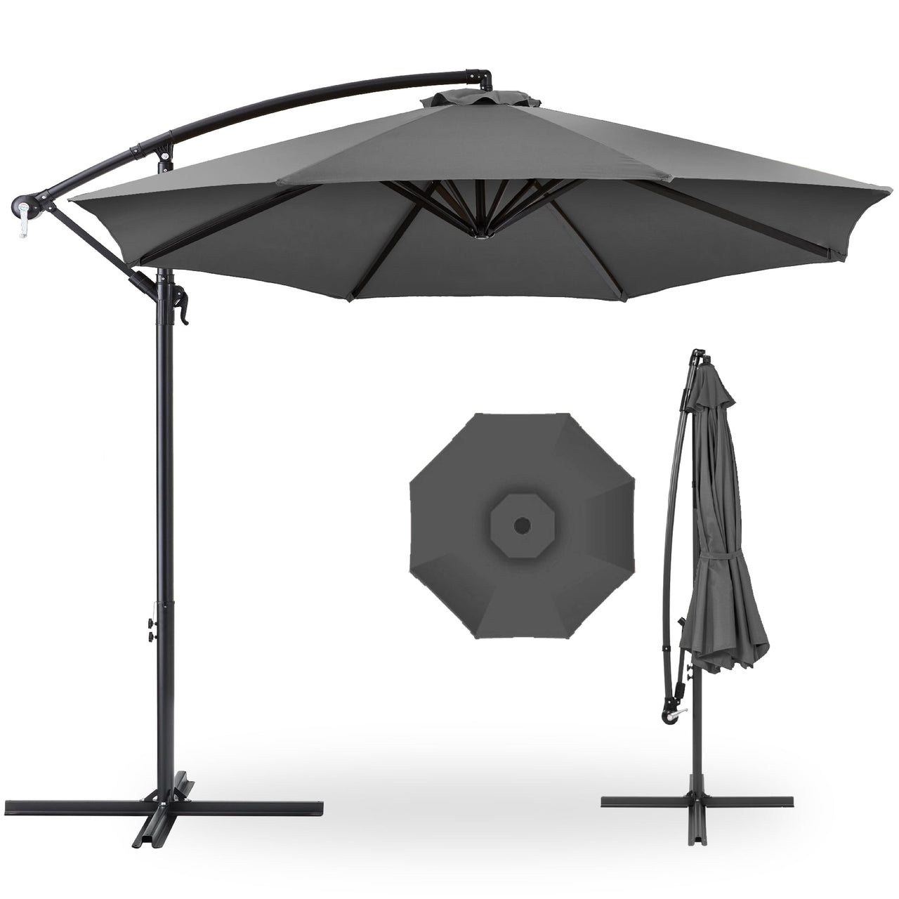 Best Choice Products 10ft Offset Hanging Outdoor Market Patio Umbrella w/ Easy Tilt Adjustment - Tan