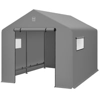 Best Choice Products 10x8ft Outdoor Fabric Storage Shed, Steel Frame, Dual Roll-Up Zipper Doors, Window - Black