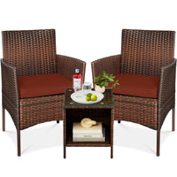 Best Choice Products 3-Piece Outdoor Wicker Conversation Patio Bistro Set, w/ 2 Chairs, Table - Gray/Navy
