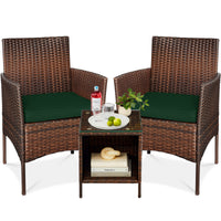 Best Choice Products 3-Piece Outdoor Wicker Conversation Patio Bistro Set, w/ 2 Chairs, Table - Gray/Navy