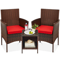 Best Choice Products 3-Piece Outdoor Wicker Conversation Patio Bistro Set, w/ 2 Chairs, Table - Gray/Navy