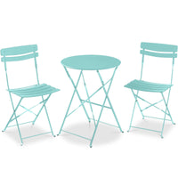 Best Choice Products 3-Piece Small Bistro Set, Folding Patio Furniture Set of 2 Chairs and Table - Pink