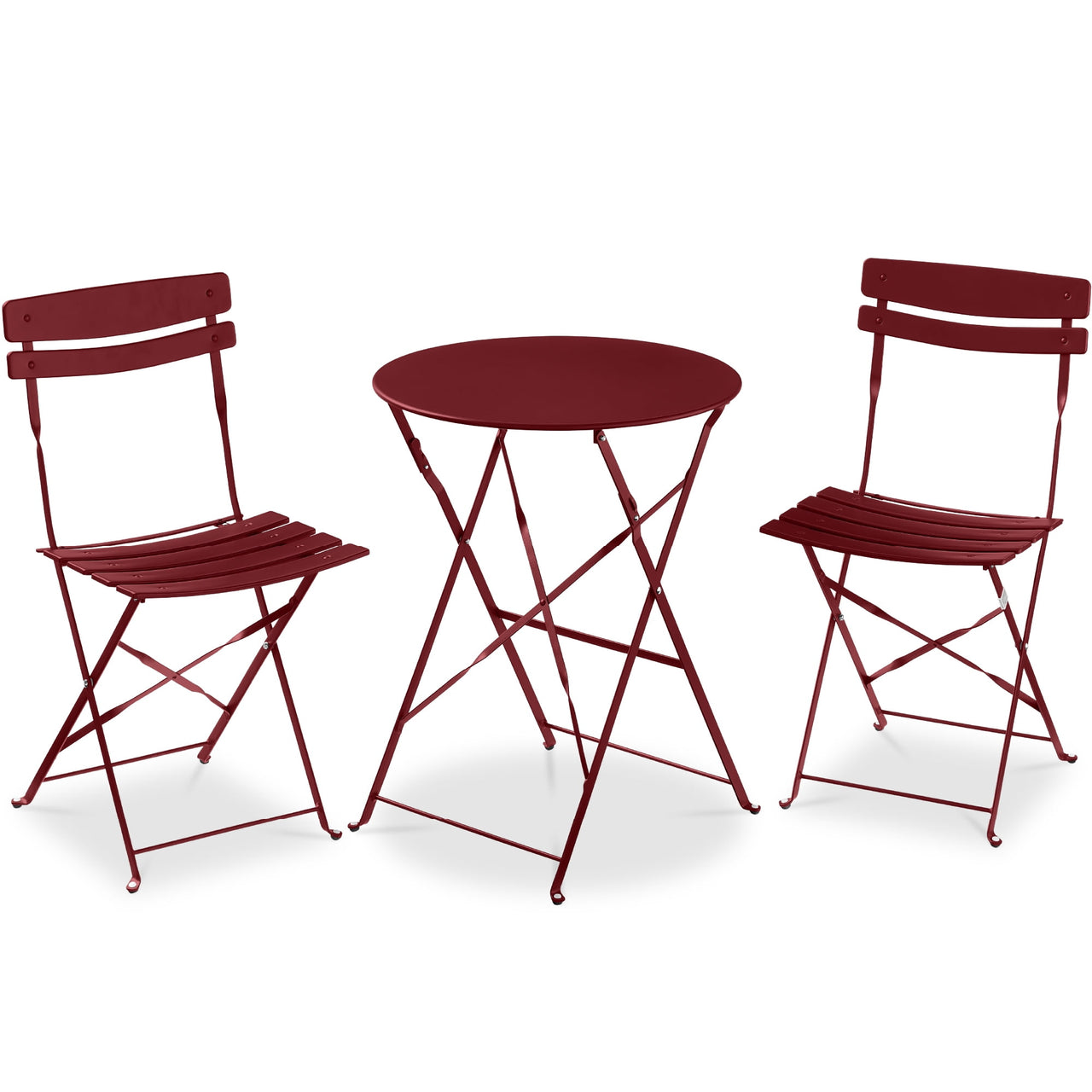 Best Choice Products 3-Piece Small Bistro Set, Folding Patio Furniture Set of 2 Chairs and Table - Pink