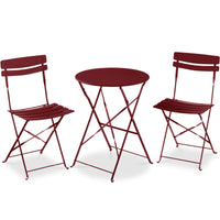 Best Choice Products 3-Piece Small Bistro Set, Folding Patio Furniture Set of 2 Chairs and Table - Pink