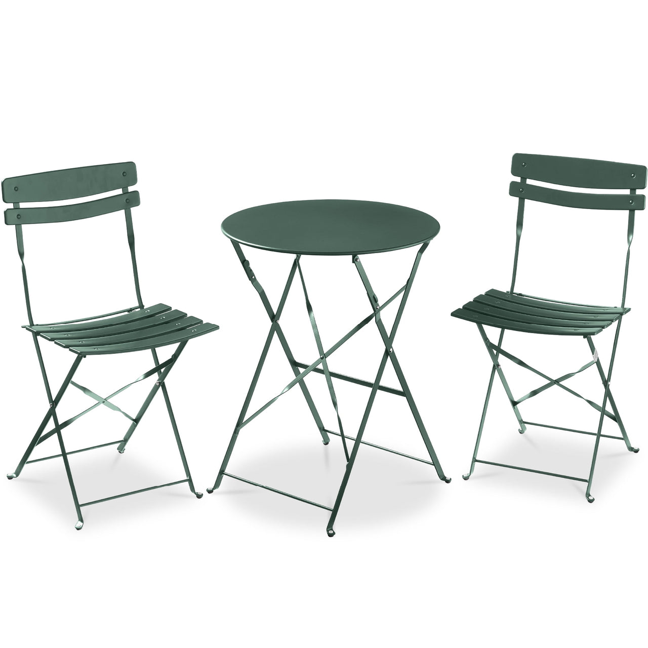 Best Choice Products 3-Piece Small Bistro Set, Folding Patio Furniture Set of 2 Chairs and Table - Pink