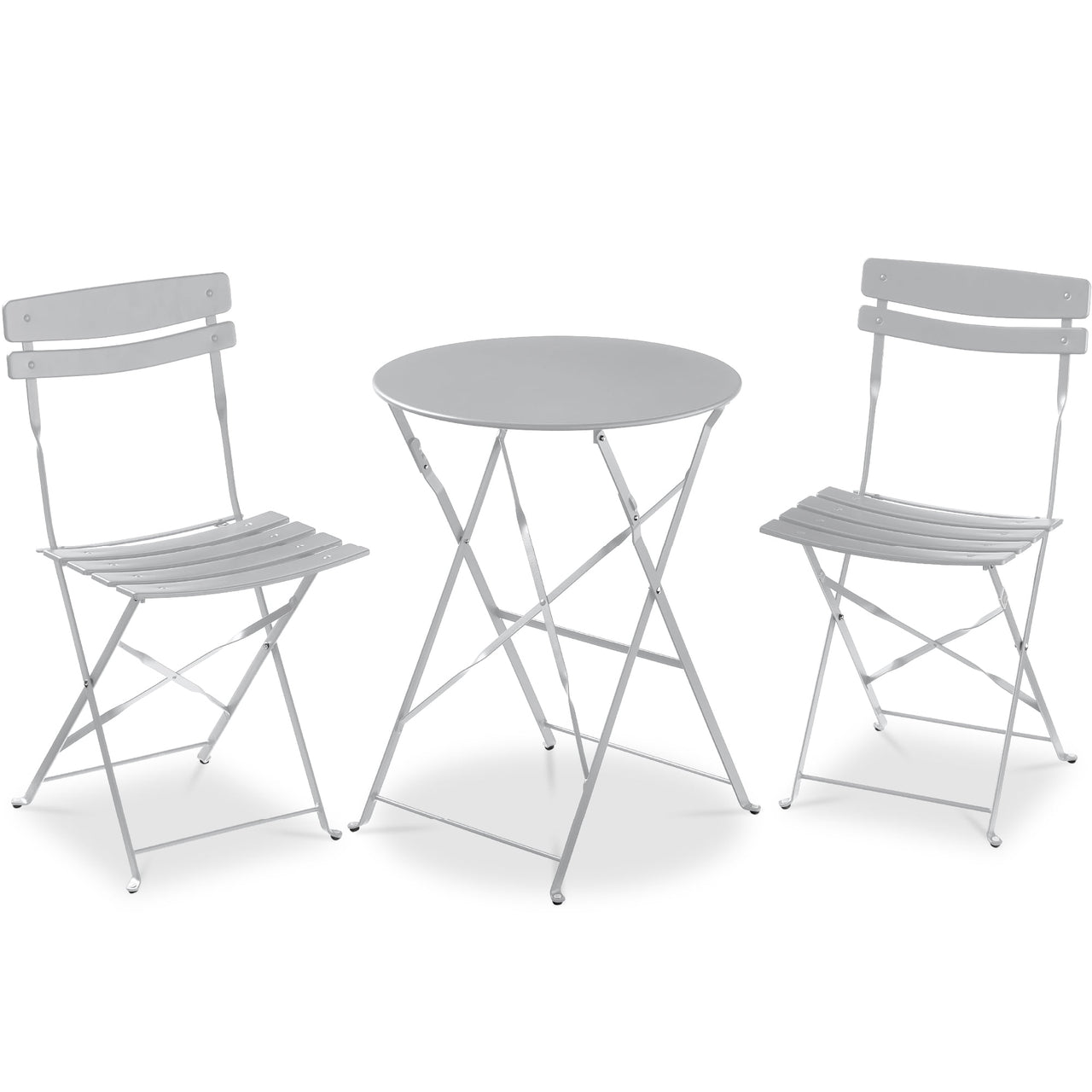 Best Choice Products 3-Piece Small Bistro Set, Folding Patio Furniture Set of 2 Chairs and Table - Pink