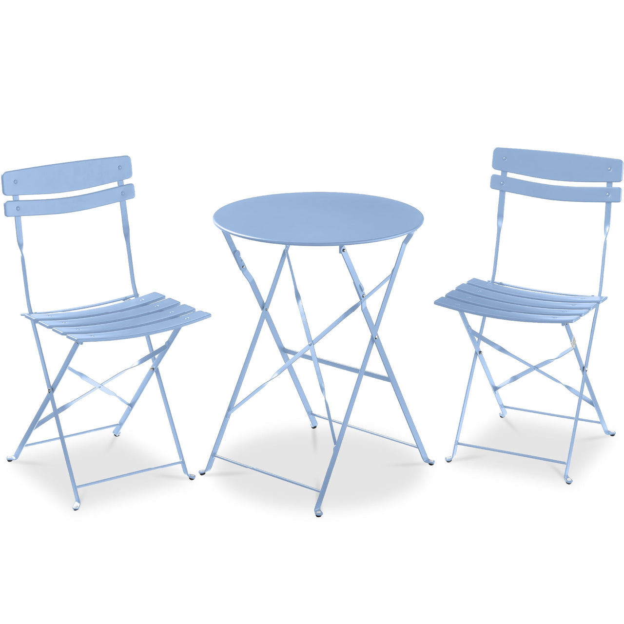 Best Choice Products 3-Piece Small Bistro Set, Folding Patio Furniture Set of 2 Chairs and Table - Pink