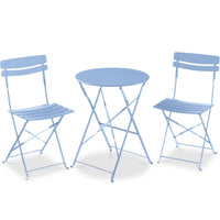 Best Choice Products 3-Piece Small Bistro Set, Folding Patio Furniture Set of 2 Chairs and Table - Pink
