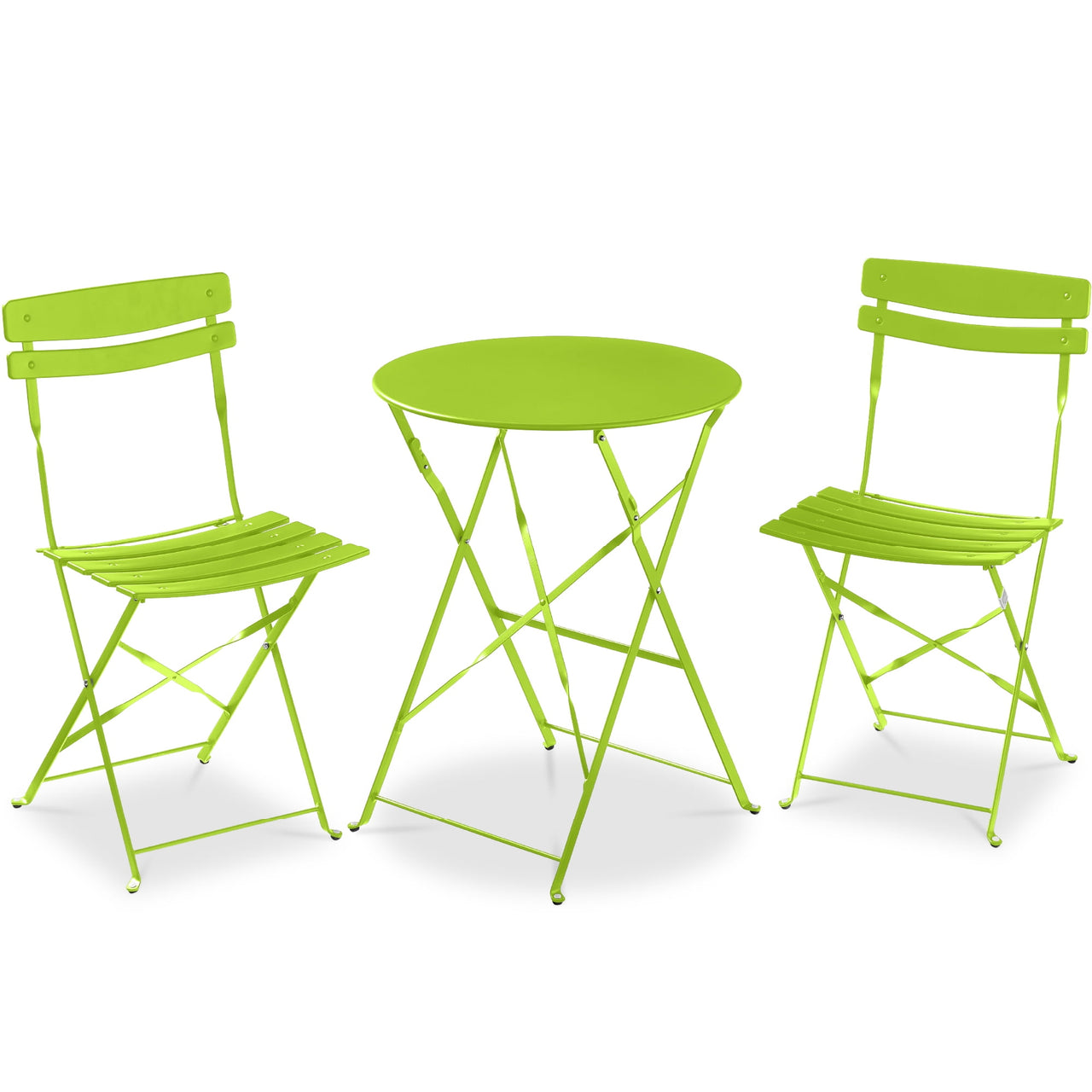 Best Choice Products 3-Piece Small Bistro Set, Folding Patio Furniture Set of 2 Chairs and Table - Pink
