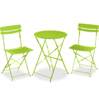 Best Choice Products 3-Piece Small Bistro Set, Folding Patio Furniture Set of 2 Chairs and Table - Pink