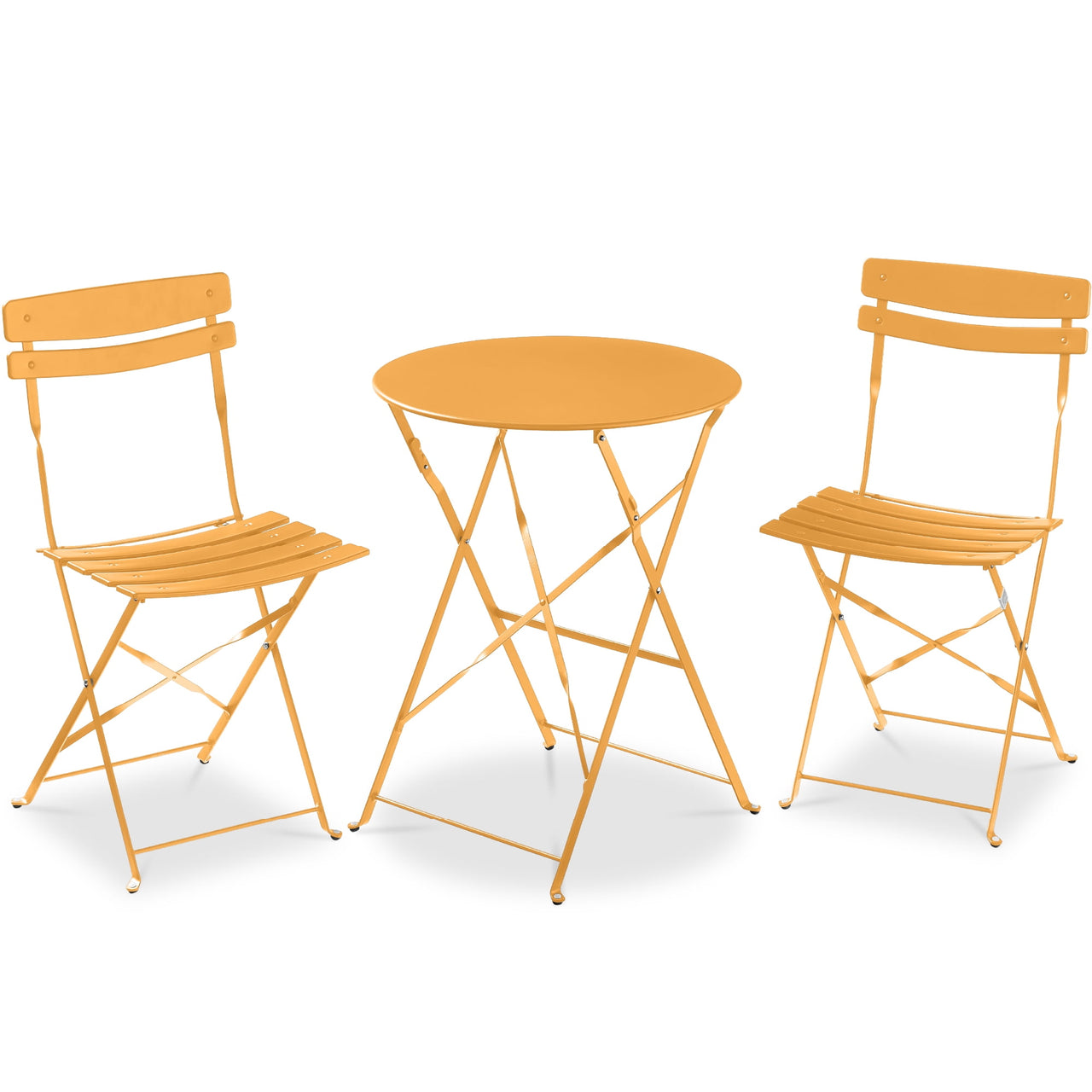 Best Choice Products 3-Piece Small Bistro Set, Folding Patio Furniture Set of 2 Chairs and Table - Pink