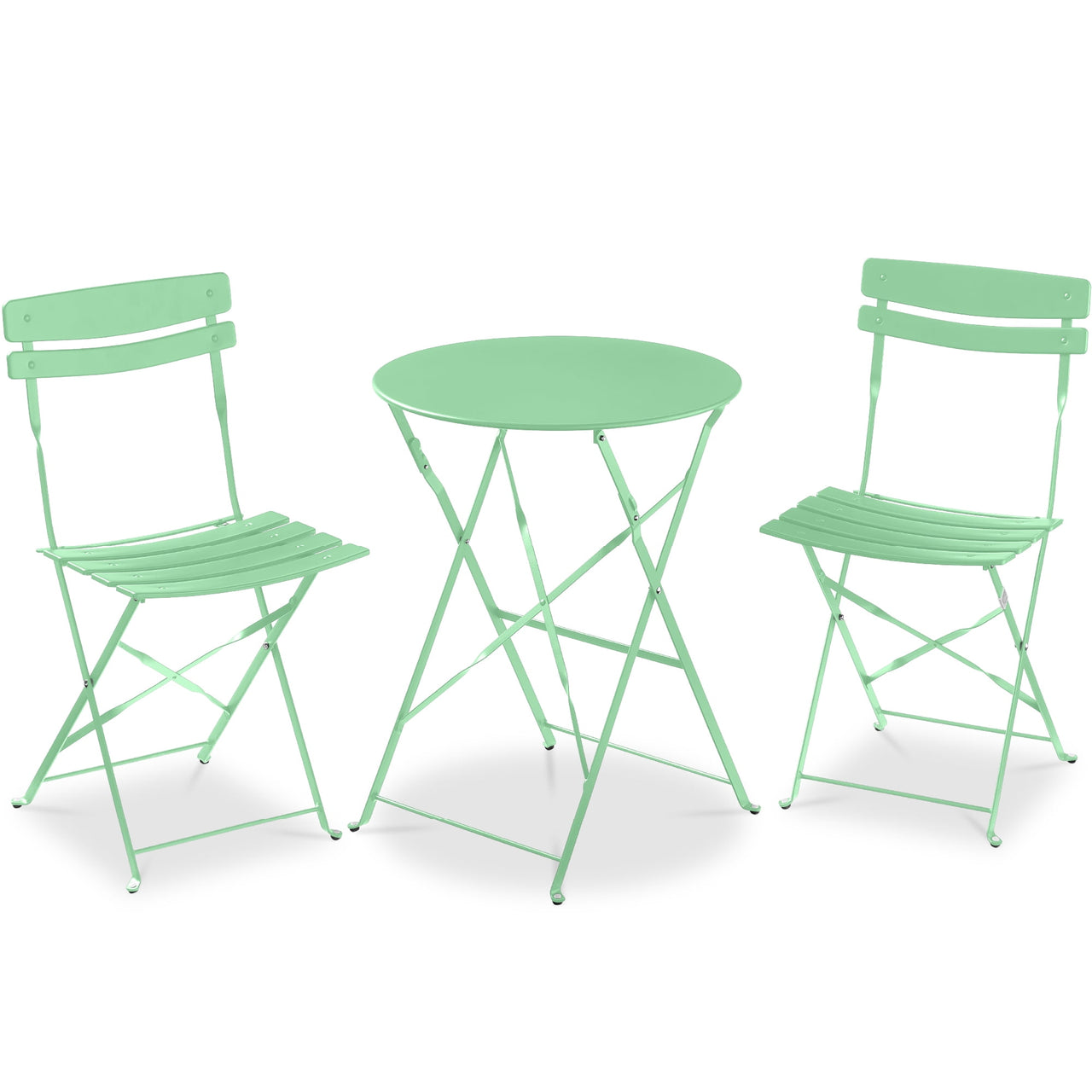 Best Choice Products 3-Piece Small Bistro Set, Folding Patio Furniture Set of 2 Chairs and Table - Pink