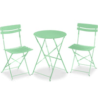 Best Choice Products 3-Piece Small Bistro Set, Folding Patio Furniture Set of 2 Chairs and Table - Pink