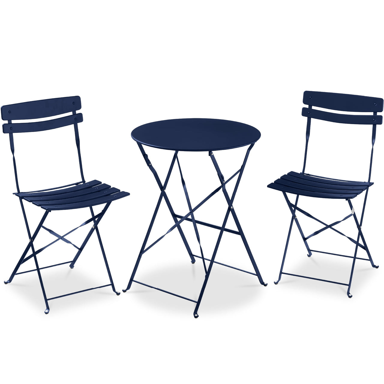 Best Choice Products 3-Piece Small Bistro Set, Folding Patio Furniture Set of 2 Chairs and Table - Pink
