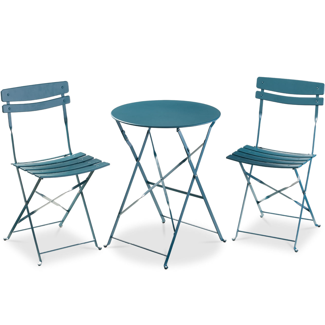 Best Choice Products 3-Piece Small Bistro Set, Folding Patio Furniture Set of 2 Chairs and Table - Pink