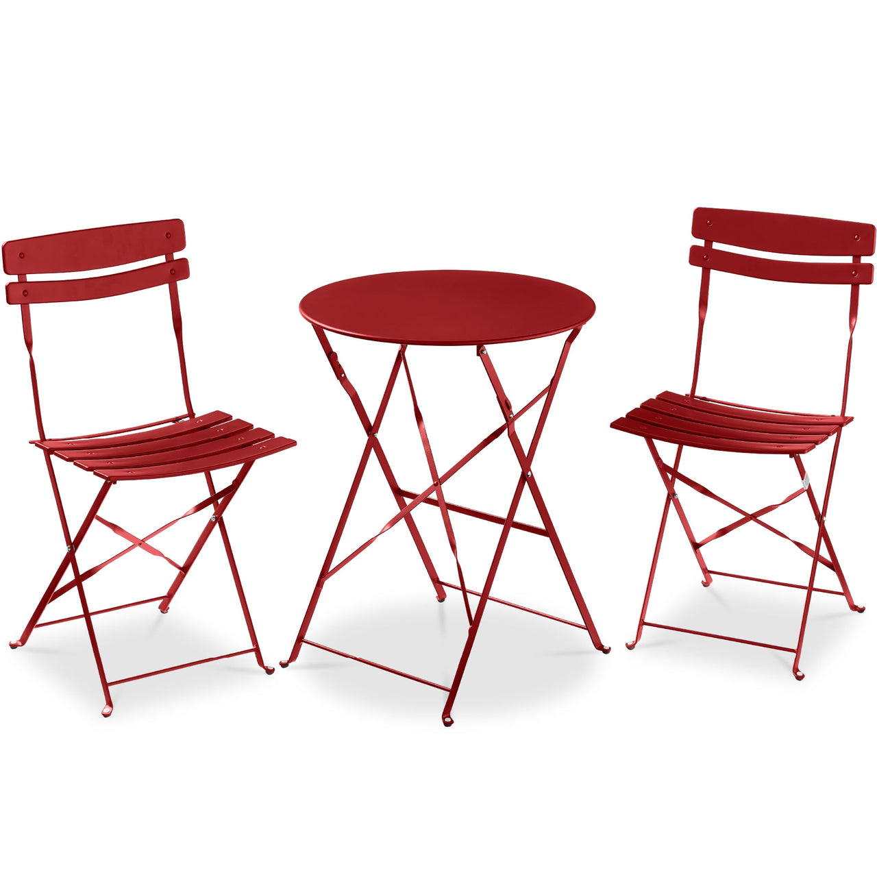 Best Choice Products 3-Piece Small Bistro Set, Folding Patio Furniture Set of 2 Chairs and Table - Pink