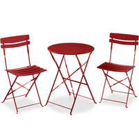 Best Choice Products 3-Piece Small Bistro Set, Folding Patio Furniture Set of 2 Chairs and Table - Pink
