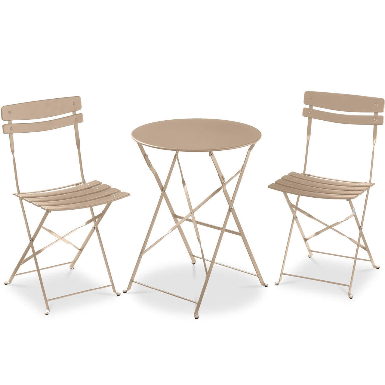 Best Choice Products 3-Piece Small Bistro Set, Folding Patio Furniture Set of 2 Chairs and Table - Pink