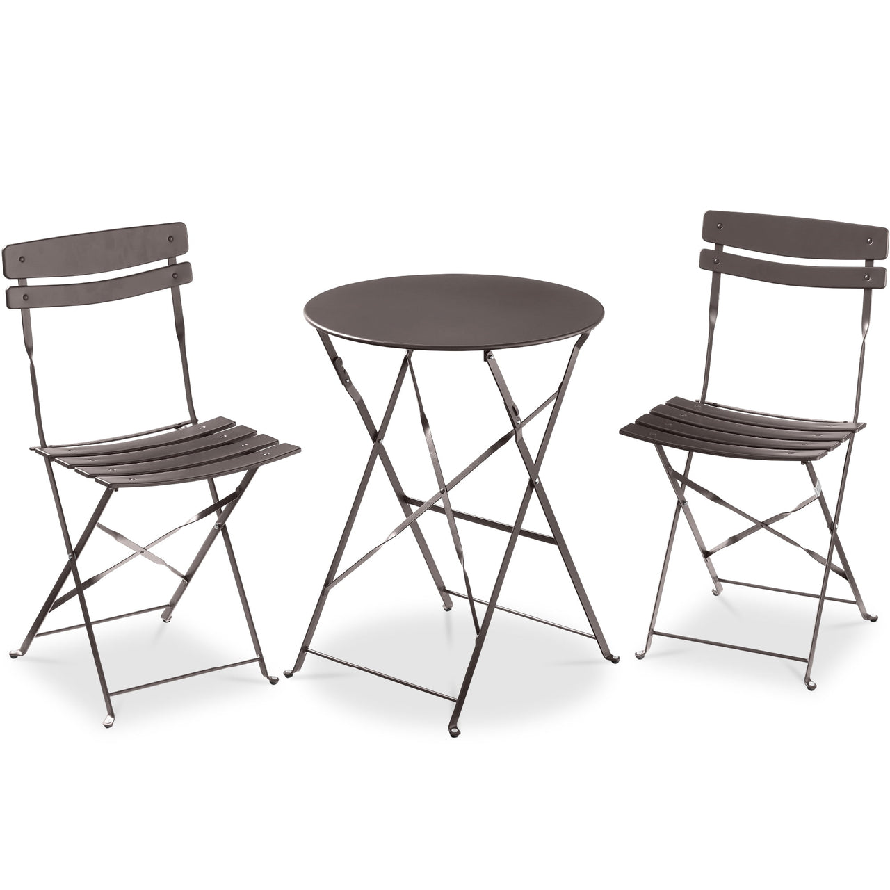 Best Choice Products 3-Piece Small Bistro Set, Folding Patio Furniture Set of 2 Chairs and Table - Pink