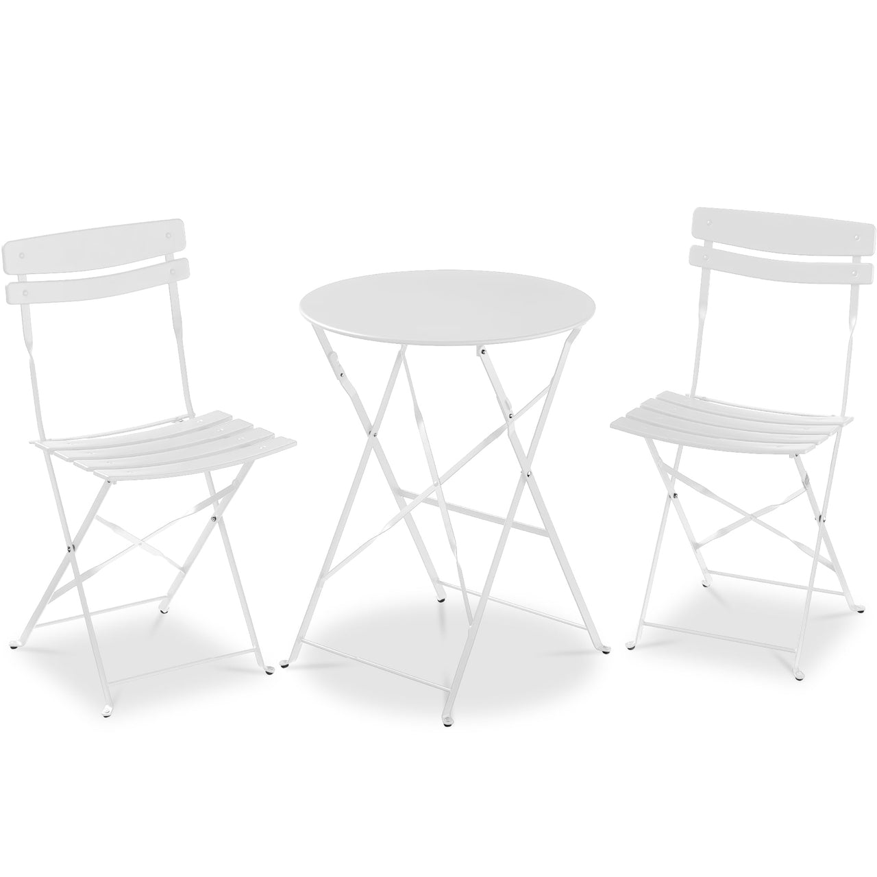 Best Choice Products 3-Piece Small Bistro Set, Folding Patio Furniture Set of 2 Chairs and Table - Pink