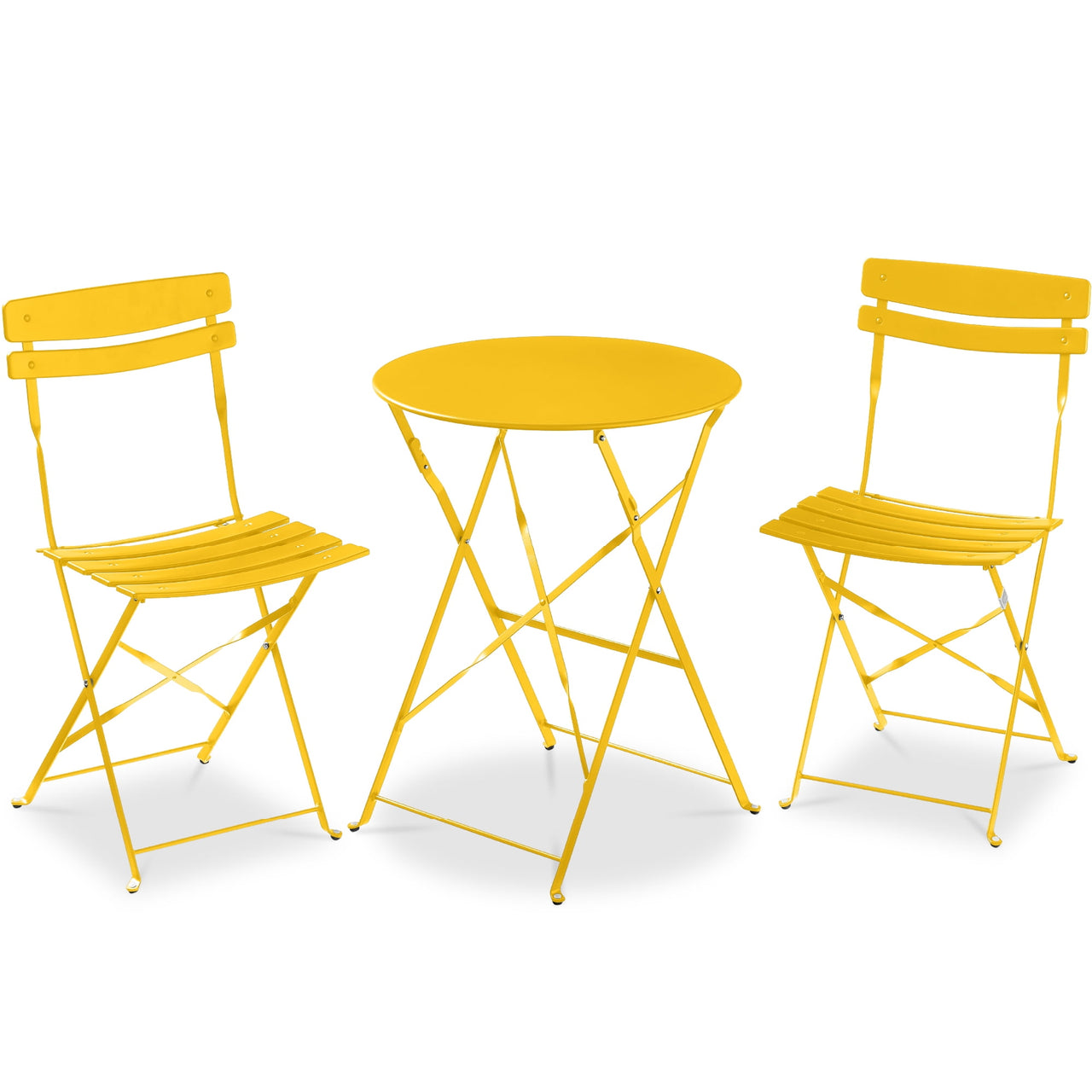 Best Choice Products 3-Piece Small Bistro Set, Folding Patio Furniture Set of 2 Chairs and Table - Pink