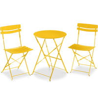 Best Choice Products 3-Piece Small Bistro Set, Folding Patio Furniture Set of 2 Chairs and Table - Pink