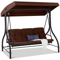 Best Choice Products 3-Seat Outdoor Converting Canopy Swing Glider Patio Hammock w/ Removable Cushions - Burgundy