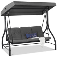 Best Choice Products 3-Seat Outdoor Converting Canopy Swing Glider Patio Hammock w/ Removable Cushions - Burgundy