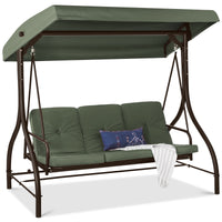 Best Choice Products 3-Seat Outdoor Converting Canopy Swing Glider Patio Hammock w/ Removable Cushions - Burgundy
