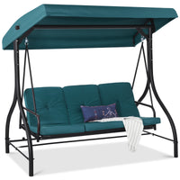 Best Choice Products 3-Seat Outdoor Converting Canopy Swing Glider Patio Hammock w/ Removable Cushions - Burgundy