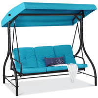 Best Choice Products 3-Seat Outdoor Converting Canopy Swing Glider Patio Hammock w/ Removable Cushions - Burgundy