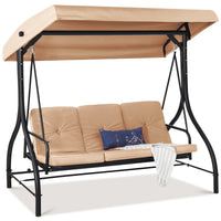 Best Choice Products 3-Seat Outdoor Converting Canopy Swing Glider Patio Hammock w/ Removable Cushions - Burgundy