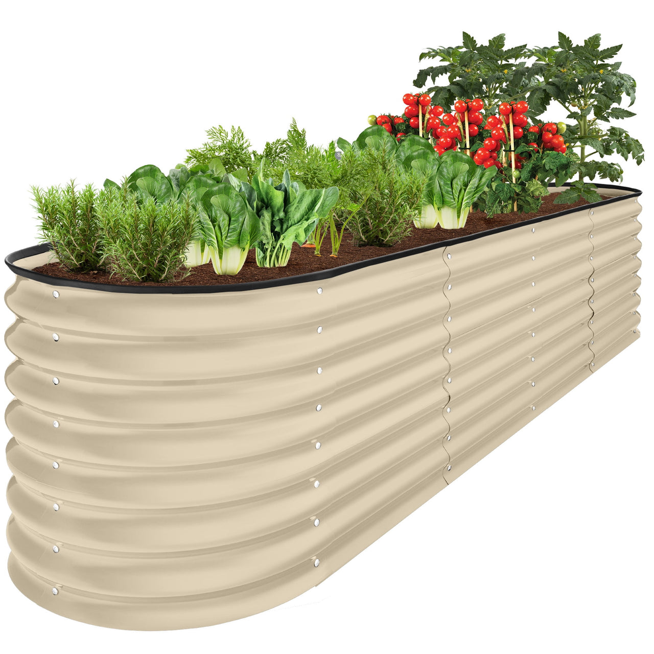 Best Choice Products 8x2x2ft Metal Raised Garden Bed, Oval Outdoor Planter Box w/ 4 Support Bars - Charcoal