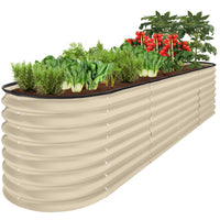 Best Choice Products 8x2x2ft Metal Raised Garden Bed, Oval Outdoor Planter Box w/ 4 Support Bars - Charcoal