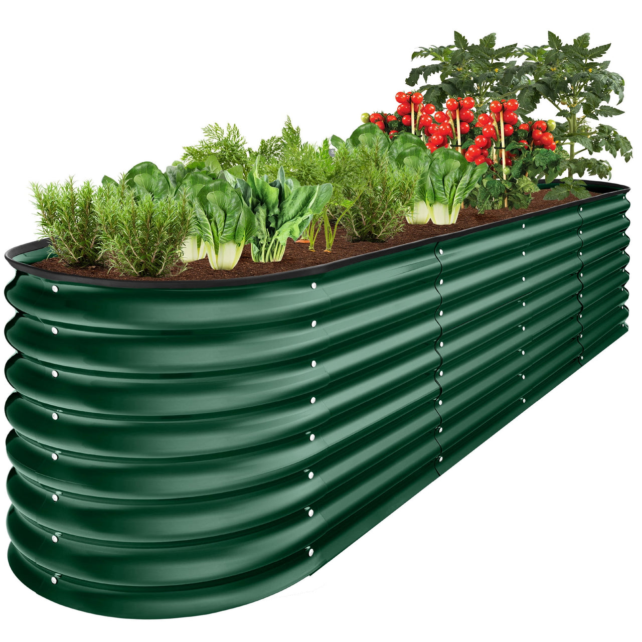 Best Choice Products 8x2x2ft Metal Raised Garden Bed, Oval Outdoor Planter Box w/ 4 Support Bars - Charcoal