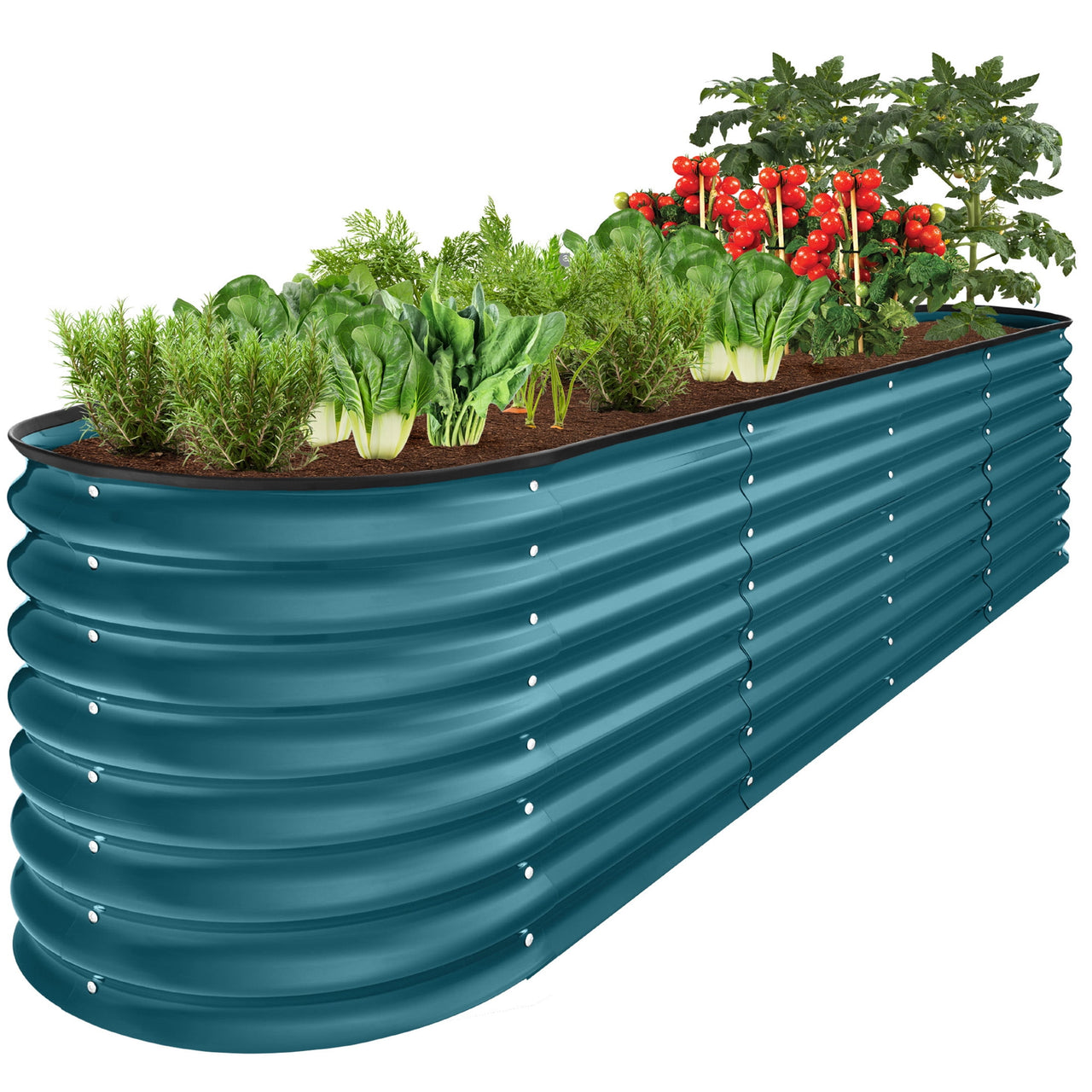 Best Choice Products 8x2x2ft Metal Raised Garden Bed, Oval Outdoor Planter Box w/ 4 Support Bars - Charcoal