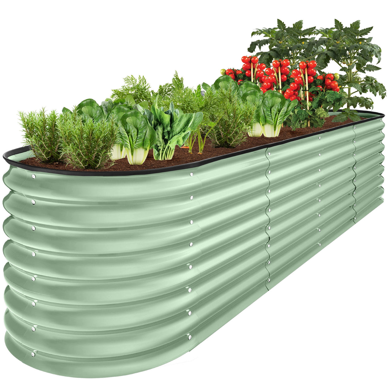 Best Choice Products 8x2x2ft Metal Raised Garden Bed, Oval Outdoor Planter Box w/ 4 Support Bars - Charcoal