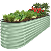 Best Choice Products 8x2x2ft Metal Raised Garden Bed, Oval Outdoor Planter Box w/ 4 Support Bars - Charcoal