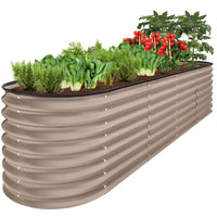 Best Choice Products 8x2x2ft Metal Raised Garden Bed, Oval Outdoor Planter Box w/ 4 Support Bars - Charcoal