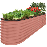 Best Choice Products 8x2x2ft Metal Raised Garden Bed, Oval Outdoor Planter Box w/ 4 Support Bars - Charcoal