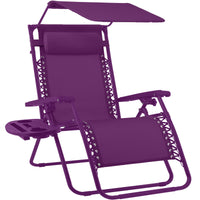 Best Choice Products Folding Zero Gravity Recliner Patio Lounge Chair w/ Canopy Shade, Headrest, Tray - Beige