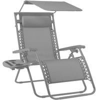 Best Choice Products Folding Zero Gravity Recliner Patio Lounge Chair w/ Canopy Shade, Headrest, Tray - Beige