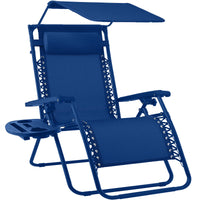 Best Choice Products Folding Zero Gravity Recliner Patio Lounge Chair w/ Canopy Shade, Headrest, Tray - Beige