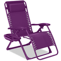 Best Choice Products Monochromatic Zero Gravity Chair, Folding Patio Recliner w/Side Tray, Headrest - Lavender