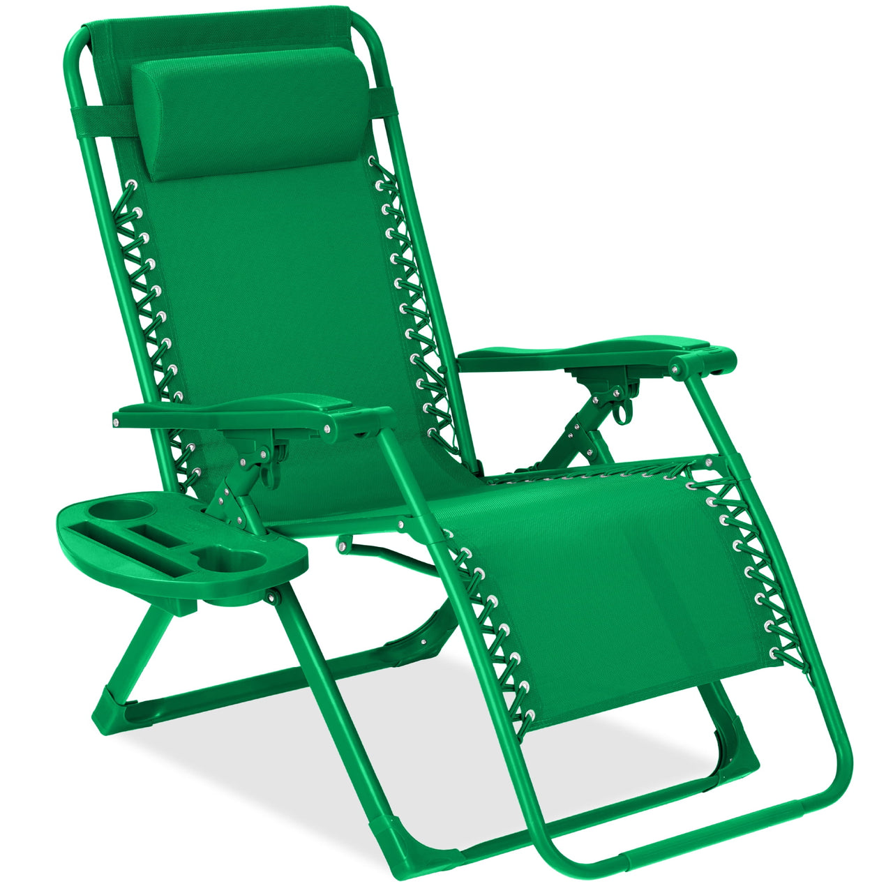 Best Choice Products Monochromatic Zero Gravity Chair, Folding Patio Recliner w/Side Tray, Headrest - Lavender