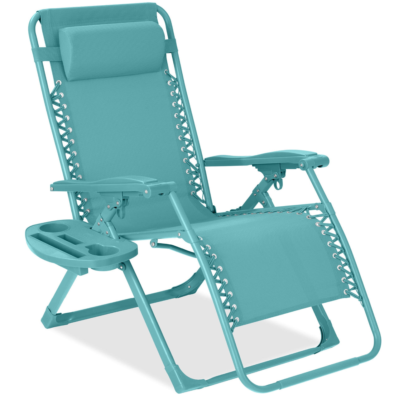 Best Choice Products Monochromatic Zero Gravity Chair, Folding Patio Recliner w/Side Tray, Headrest - Lavender