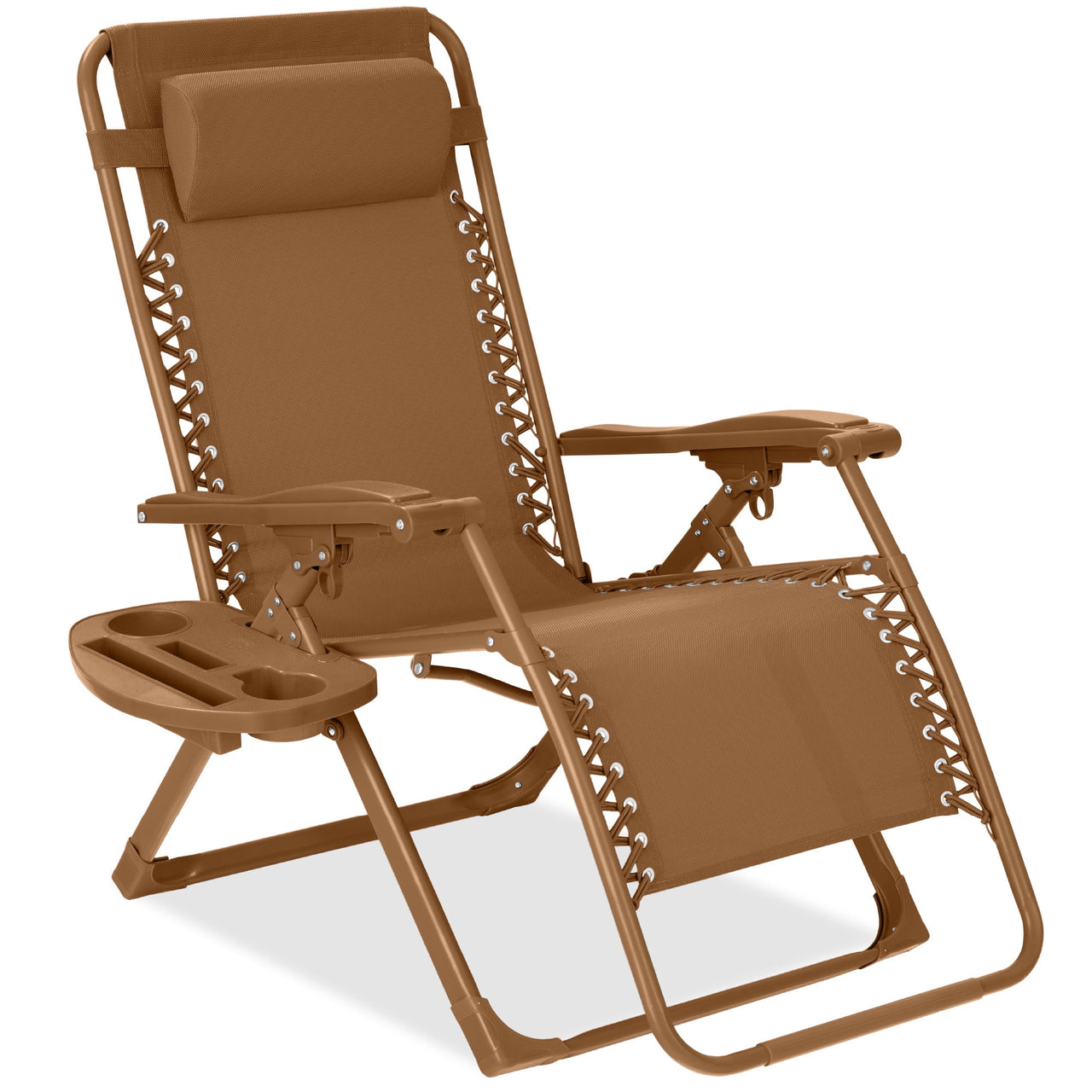 Best Choice Products Monochromatic Zero Gravity Chair, Folding Patio Recliner w/Side Tray, Headrest - Lavender