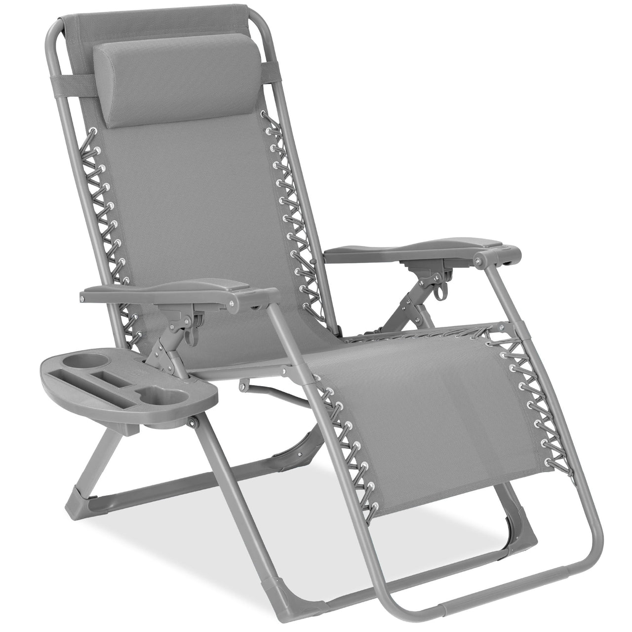 Best Choice Products Monochromatic Zero Gravity Chair, Folding Patio Recliner w/Side Tray, Headrest - Lavender